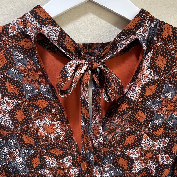 Garnet Hill ~new~ Ballard Swiss-Dot Maxi Dress in Copper Patchwork size Small - Picture 11 of 16